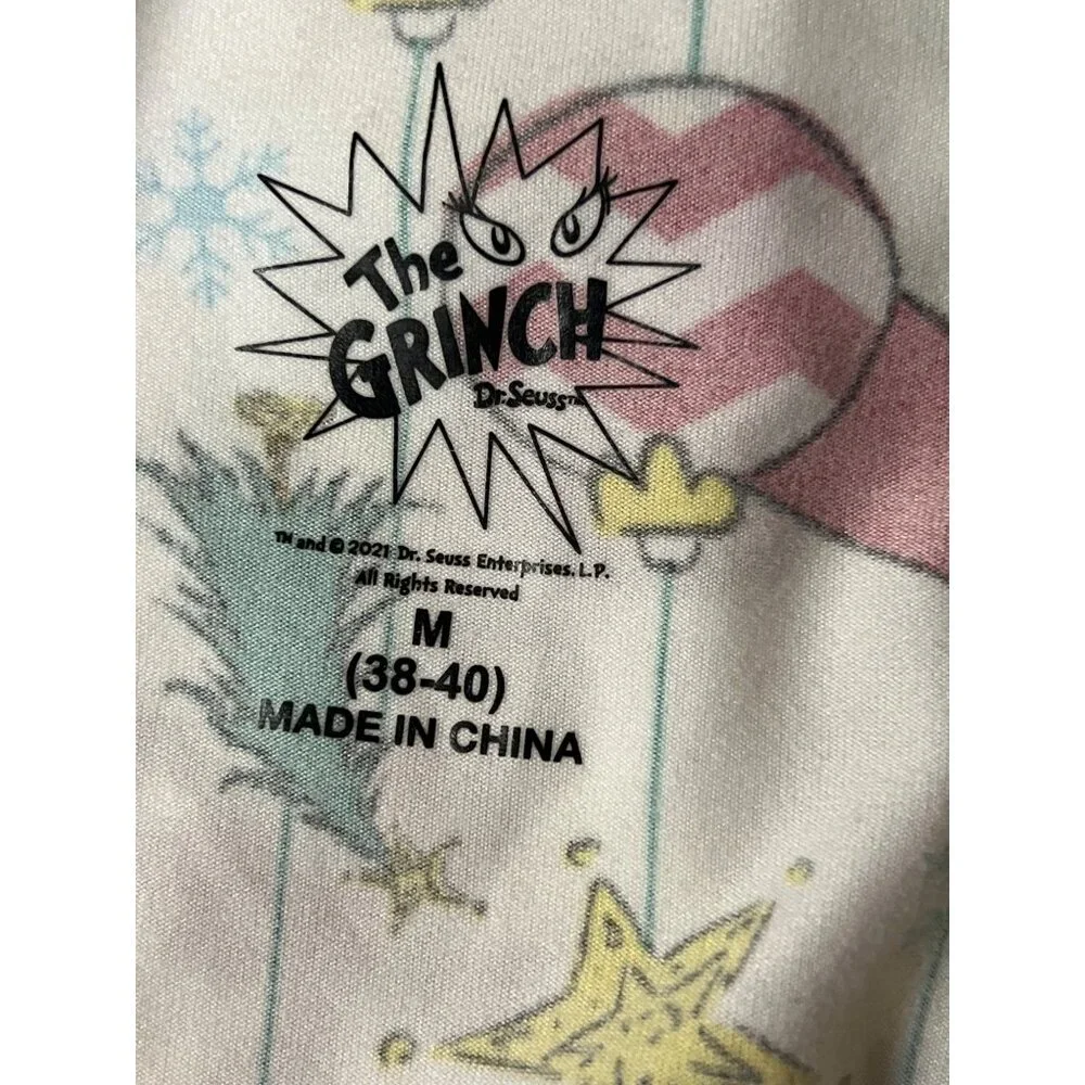 Grinch Men's Pajama Set Top Bottom Christmas Holiday Novelty Medium 38 40 PJs